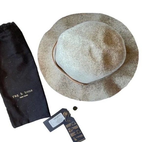 Rag & Bone Abbott Fedora Packable Gray Tan Size Small includes tags and case